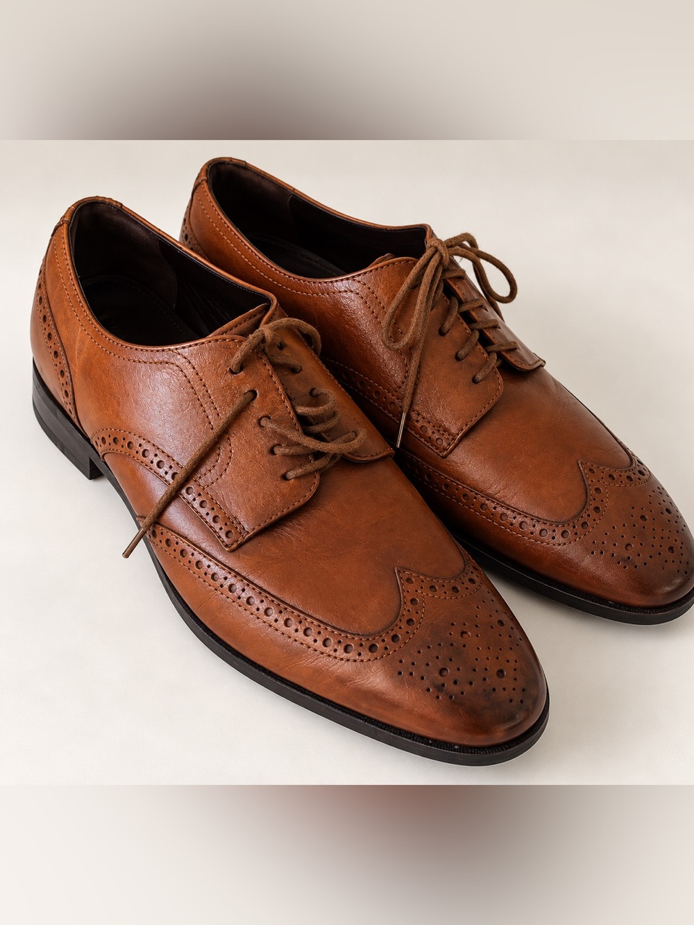 Cole Haan Men’s British Leather Wingtip Brogue Oxfords Cognac Brown Heritage 11